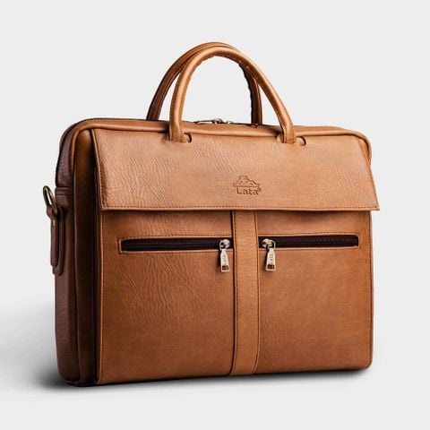  Cặp Công Sở Lata (Thời trang nam đựng laptop 14 inch - Cặp da CA09) màu bò nhạt 