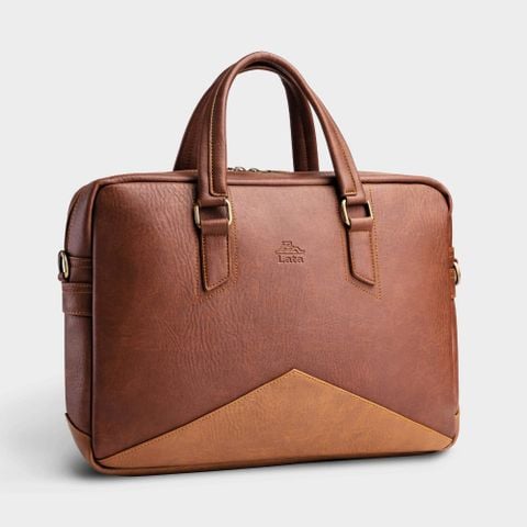 Cặp Công Sở Lata (Thời trang nam đựng laptop 14 inch - Cặp da CA16BD) màu bò đậm