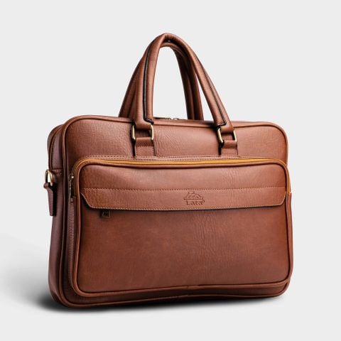 Cặp Công Sở Lata (Thời trang nam đựng laptop 15,6 inch - Cặp da CA26BD) màu bò đậm
