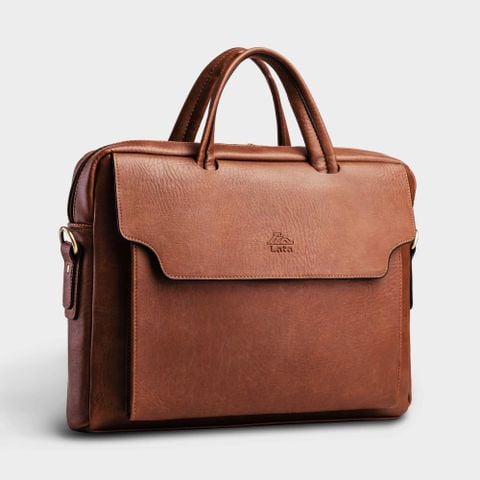 Cặp Công Sở Lata (Thời trang nam đựng laptop 15,6 inch - Cặp da CA27BD) màu bò đậm