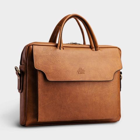 Cặp Công Sở Lata (Thời trang nam đựng laptop 15 inch - Cặp da CA27BN) màu bò nhạt