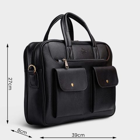 Cặp Công Sở Lata (Thời trang nam đựng vừa laptop 14 inch - Cặp da CA25D) màu đen