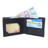  Ví nam da bò Lata (Thời trang nam dáng ngang - Ví da thật LVN006D) màu đen 