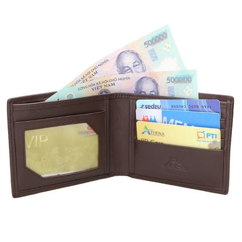 Ví nam da bò Lata (Thời trang nam dáng ngang - Ví da thật LVN006N) màu nâu