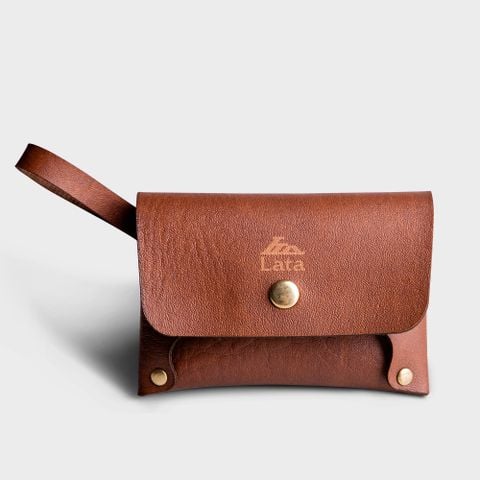 Ví Lata (Thời trang nữ nắp gập cỡ nhỏ - Ví móc khóa da MK4BD) màu bò đậm