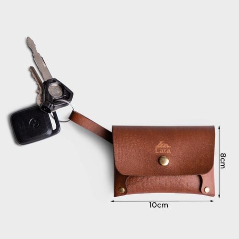 Ví Lata (Thời trang nữ nắp gập cỡ nhỏ - Ví móc khóa da MK4BD) màu bò đậm