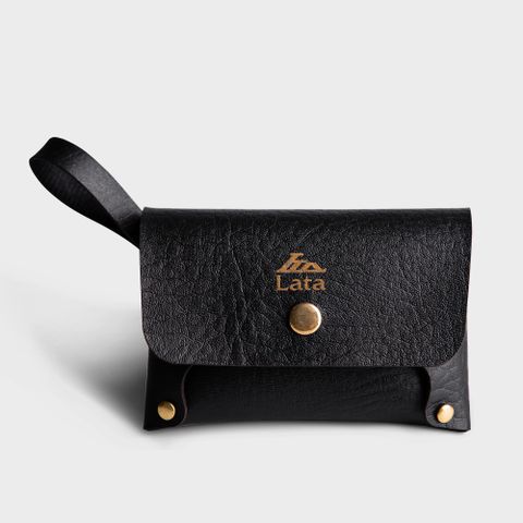 Ví Lata (Thời trang nữ nắp gập cỡ nhỏ - Ví móc khóa da MK4D) màu đen