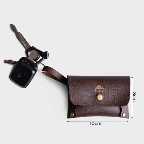 Ví Lata (Thời trang nữ nắp gập cỡ nhỏ - Ví móc khóa da MK4N) màu nâu