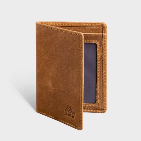 Ví nam da bò Lata (Thời trang nam đựng namecard nhỏ gọn - Ví da thật LVN74BN) màu bò nhạt