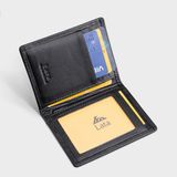  Ví nam da bò Lata (Thời trang nam đựng namecard nhỏ gọn - Ví da thật LVN74D) màu đen 