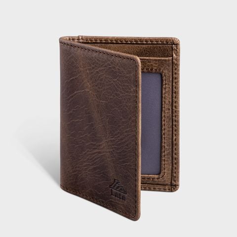 Ví nam da bò Lata (Thời trang nam đựng namecard nhỏ gọn - Ví da thật LVN74N) màu nâu