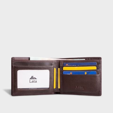 Ví nam da bò Lata (Thời trang nam - Ví da thật LVN69N) màu nâu