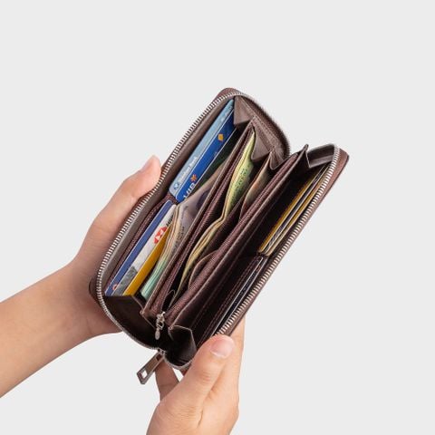 Ví nam da bò Lata ( Thời trang nam cầm tay dáng dài - Ví da thật LVN73 )