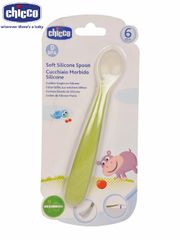 Thìa ăn cho bé Chicco Silicone xanh lá 6M+