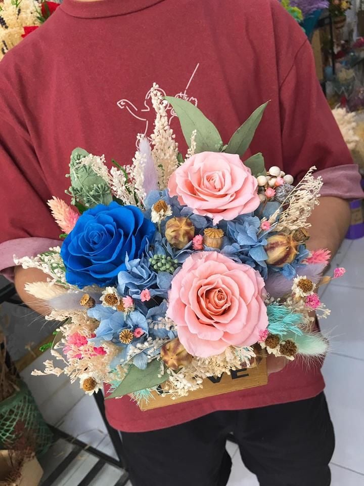 CHẬU HOA HỒNG PHẤN & XANH COBAN