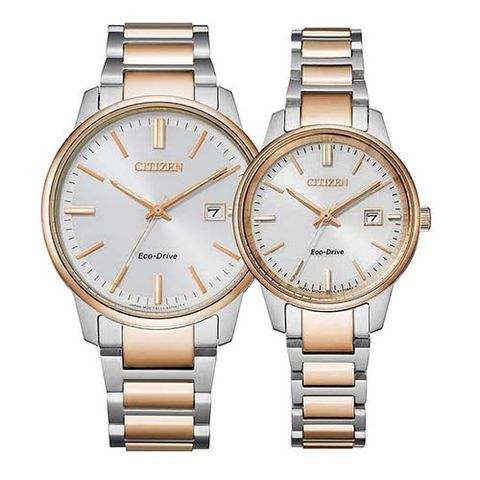  CITIZEN CẶP ĐÔI BM7526-81A & EW2596-89A ECO-DRIVE CHÍNH HÃNG 