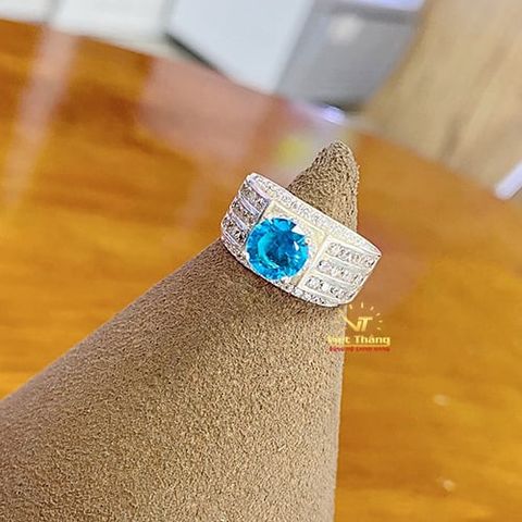  NHẪN OPAL BẠC Ý ĐÍNH ĐÁ SWAROVSKI BLUE 