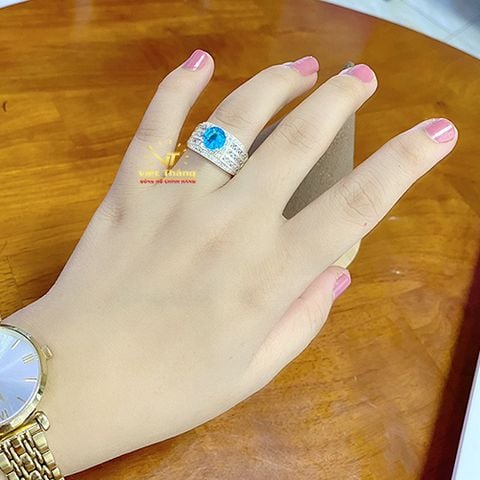  NHẪN OPAL BẠC Ý ĐÍNH ĐÁ SWAROVSKI BLUE 