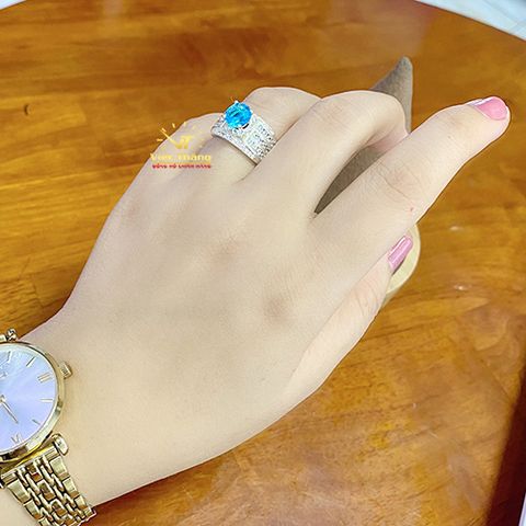  NHẪN OPAL BẠC Ý ĐÍNH ĐÁ SWAROVSKI BLUE 