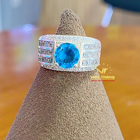  NHẪN OPAL BẠC Ý ĐÍNH ĐÁ SWAROVSKI BLUE 