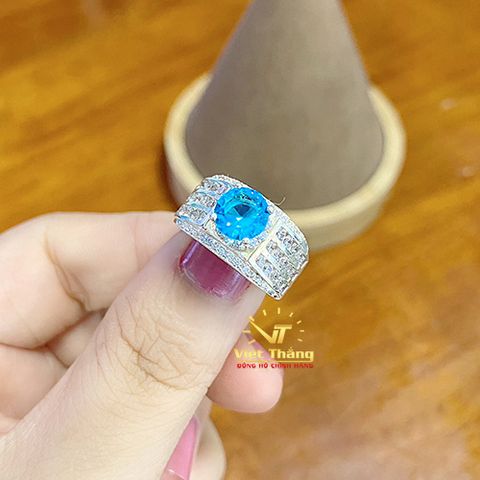  NHẪN OPAL BẠC Ý ĐÍNH ĐÁ SWAROVSKI BLUE 