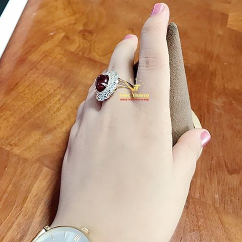  NHẪN OPAL BẠC Ý ĐỒNG TIỀN ĐÍNH ĐÁ 