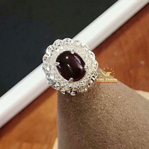  NHẪN OPAL BẠC Ý ĐỒNG TIỀN ĐÍNH ĐÁ 