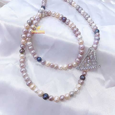  CHUỖI VÒNG CỔ OPAL NGỌC TRAI DÁNG DÀI CHARM CÀI CÁNH BƯỜM 