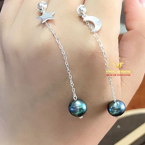  HOA TAI OPAL BẠC Ý DÁNG DÀI TRẮNG SAO 