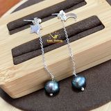  HOA TAI OPAL BẠC Ý DÁNG DÀI TRẮNG SAO 