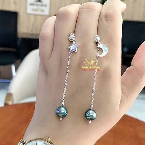  HOA TAI OPAL BẠC Ý DÁNG DÀI TRẮNG SAO 