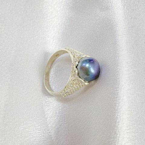  NHẪN OPAL BẠC Ý ĐÍNH ĐÁ NGỌC TRAI 