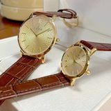  ĐỒNG HỒ NEOS NEOS CẶP ĐÔI M40577 & L40577 DA NÂU M.VÀNG CHÍNH HÃNG 