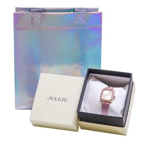  ĐỒNG HỒ NỮ JULIUS JA-1428A DÂY DA HỒNG CHÍNH HÃNG 