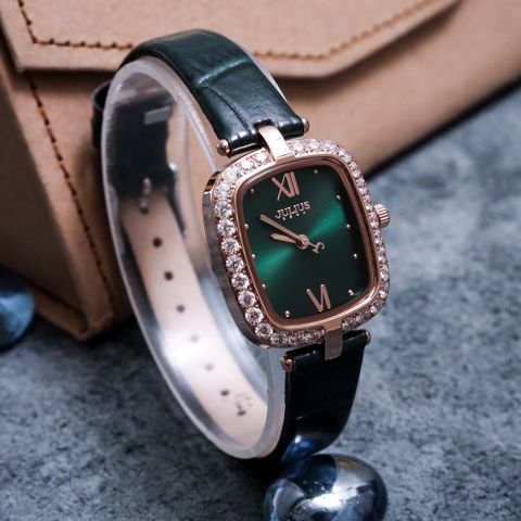 ĐỒNG HỒ NỮ JULIUS JA-1428B DÂY DA XANH CHÍNH HÃNG 