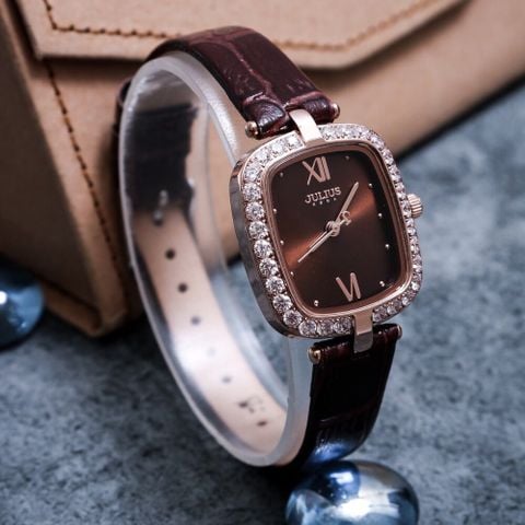 ĐỒNG HỒ NỮ JULIUS JA-1428C DÂY DA NÂU CHÍNH HÃNG 