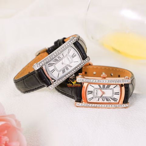  Saga Stella 71836-RGSVBK-2 – Nữ – Kính Cứng – Quartz (Pin) – Mặt Số 20mm, Đính Đá Pha Lê, Chống Nước 3ATM 