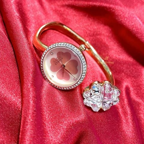  Saga 53585-RGMPWT-2S – Nữ – Mineral Crystal – Quartz (Pin) – Mặt Số 24mm Khảm Xà Cừ, Đá Danube 