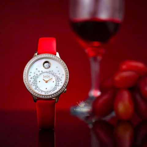  Saga Dancing Heart 53766-RGMWRD-2 – Nữ – Quartz (Pin) – Mặt Số 39mm, Xà Cừ, Đính Đá Swarovski 