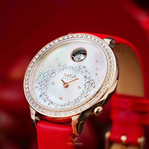  Saga Dancing Heart 53766-RGMWRD-2 – Nữ – Quartz (Pin) – Mặt Số 39mm, Xà Cừ, Đính Đá Swarovski 