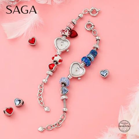  Saga Charm 71825-SVMWSV-7 – Nữ – Quartz (Pin) – Mặt số xà cừ chuyển sắc – Bộ Charm lấp lánh – Đính đá Swarovski 