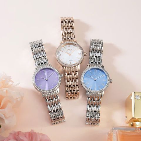  Saga Stella Chance 53578-LGSVLG-2 – Nữ – Quartz (Pin) – Mặt đính đá Swarovski – Chải tia sunray – Mạ vàng quyền quý 