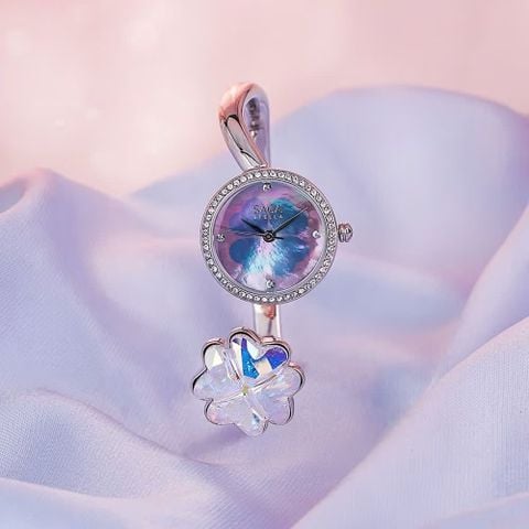  Saga Stella 53585-SVMESV-2S – Nữ – Mineral Crystal – Quartz (Pin) – Mặt Số 19mm, Đính Swarovski, Khảm Xà Cừ 