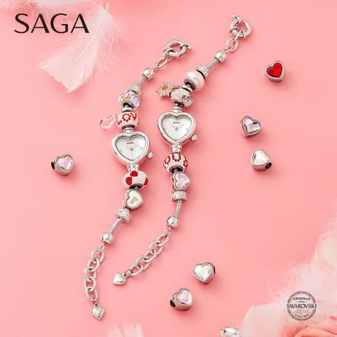  Saga Charm 71825-SVMWSV-10 – Nữ – Mặt số xà cừ chuyển sắc – Đính đá Swarovski – Bộ dây charm quyền quý 