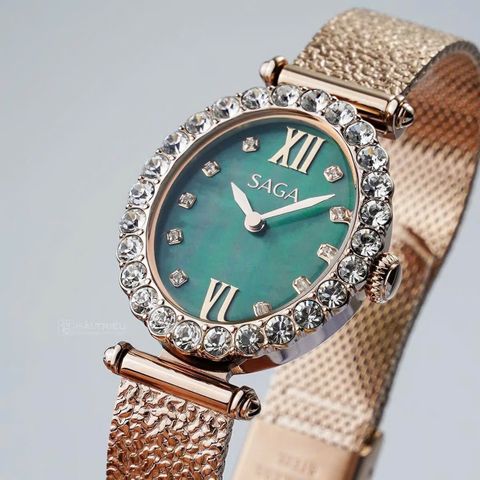  Saga 71931-CGGRCG-2 – Nữ – Kính Cứng – Quartz (Pin) – Mặt Số 26 x 36.5mm, Swiss Movt, Khảm Xà Cừ 