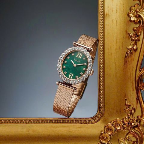  Saga 71931-CGGRCG-2 – Nữ – Kính Cứng – Quartz (Pin) – Mặt Số 26 x 36.5mm, Swiss Movt, Khảm Xà Cừ 