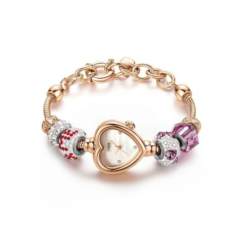  Saga Charm 71825-RGMWRG-5 – Nữ – Quartz (Pin) – Đính đá Swarovski – Mặt số khảm xà cừ – Mạ vàng PVD 