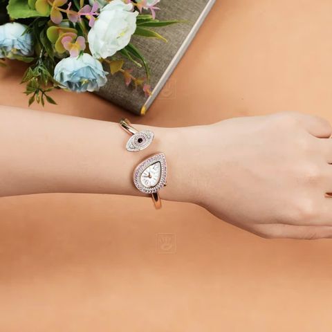  Saga Stella 71865-RGMWRG-2L – Nữ – Mineral Crystal – Quartz (Pin) – Mặt Số 20mm, Đính Swarovski, Khảm Xà Cừ 