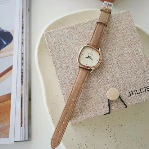  Đồng Hồ Nữ JA-1436B Julius Hàn Quốc Dây Da (Nâu) Chính Hãng 
