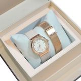  Combo Đồng Hồ Nữ JA-1395C + Kèm Dây Thép Julius Hàn Quốc (Trắng) Chính Hãng 